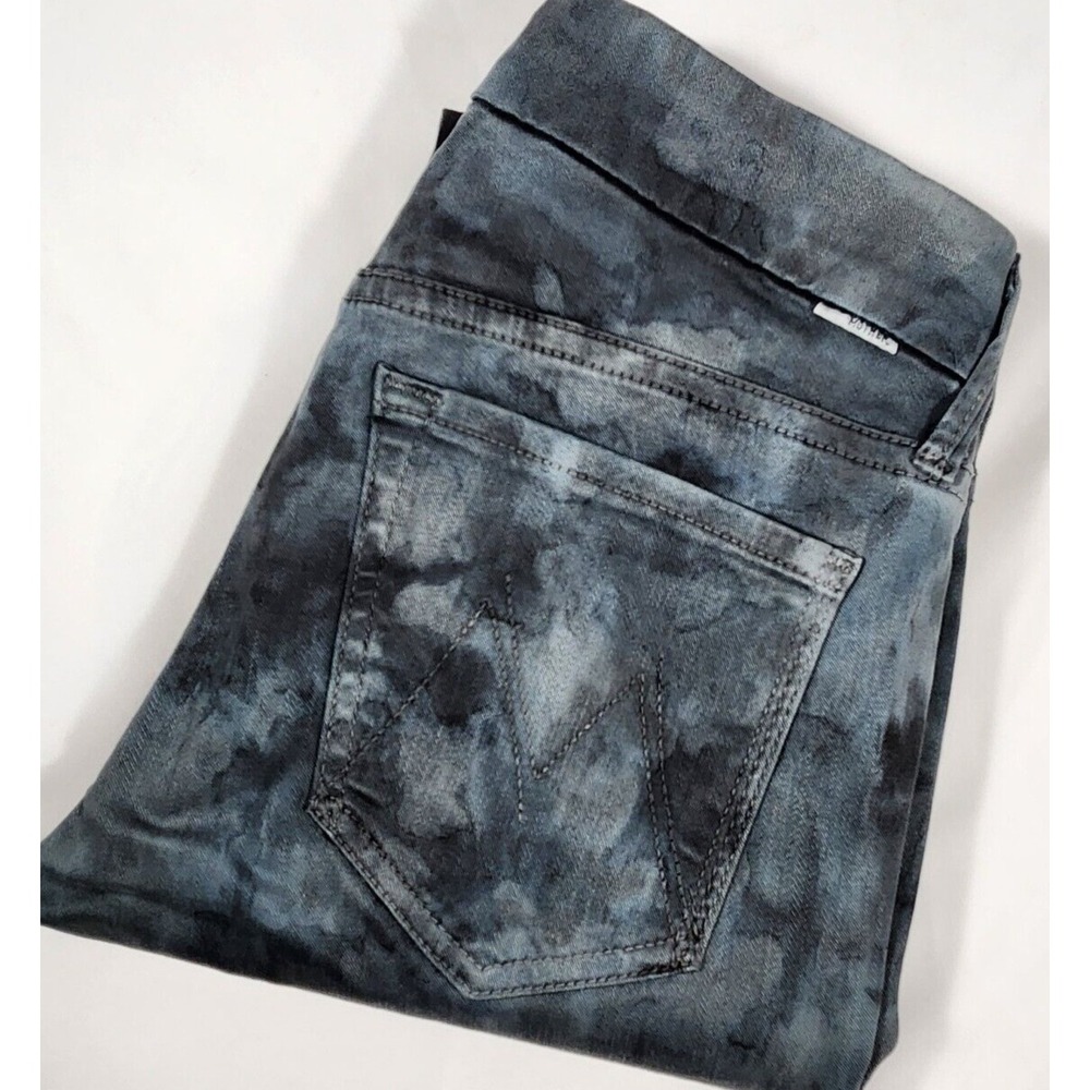 MOTHER The Looker Spontaneous Combustion Skinny Jeans Grey Tie Dye 24 1001S-207